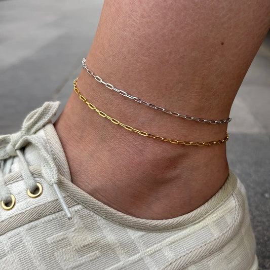 Paper Clip S925 Anklet